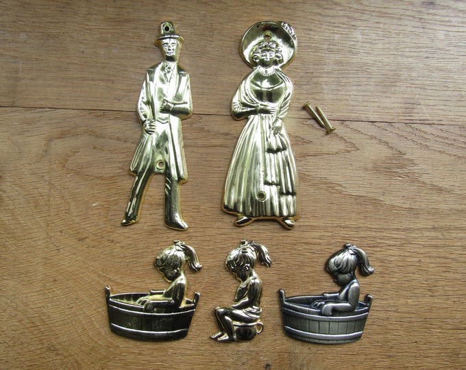 Vintage metal toilet sign plaque retro old style bathroom lavatory door plaques Men's/Gentlemen/Ladies/Girl in tub/Girl on potty