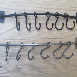 Ganci scorrevoli da cucina in ferro rustico antico fabbro inglese forgiato a mano Cottage di campagna portautensili da cucina rustico vintage porta pentole