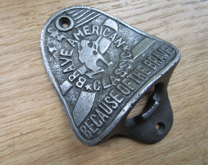 BRAVE AMERICAN Bottle Opener cast iron rustic vintage wall mounted beer soda bottle opener country kitchen bar farmhouse gift