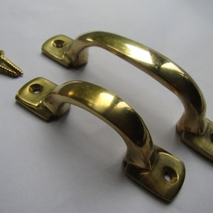 SOLID BRASS Chunky d handle Cabinet drawer cupboard furniture vintage victorian style pull handle