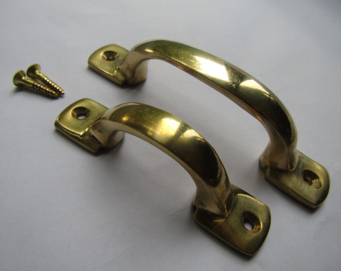 SOLID BRASS Chunky d handle Cabinet drawer cupboard furniture vintage victorian style pull handle