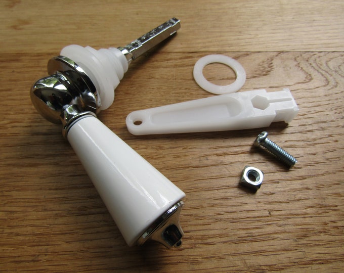 CHROME WHITE Ceramic Toilet Cistern Lever Flusher Traditional Victorian wc loo lavatory replacement  lever arm Handle vintage old style