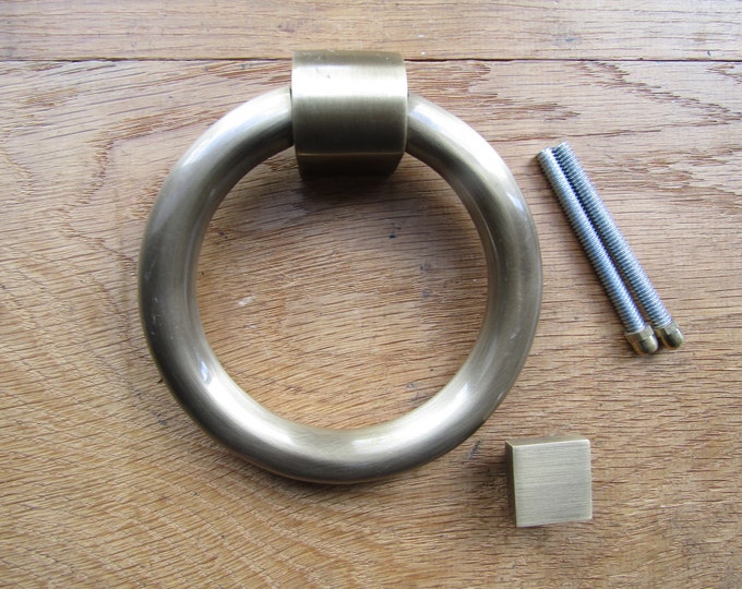ANTIQUE BRASS ring door knocker solid brass construction traditional round door circle door knocker