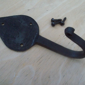 Rustic iron coat hook Handforged blacksmith traditional retro vintage old victorian hanging utility hooks Black wax
