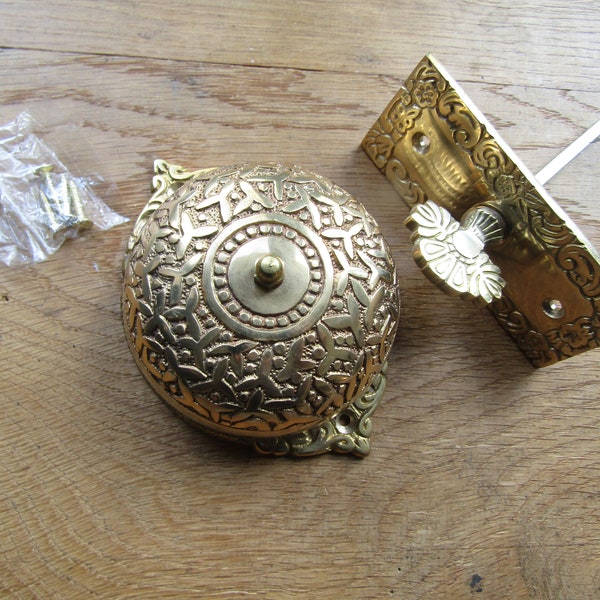 Rustic brass door bell SINGLE STROKE MECHANICAL Solid brass Door bell press system victorian vintage style rustic iron decorative ornate