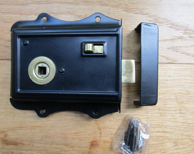 Black & Brass OLDE RIM LATCH Vintage traditional retro Flanged Rim bedroom latch lock bathroom rim latch lock