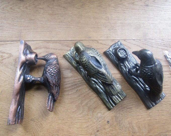 Rustic iron door knocker vintage retro old style country cottage door knocker decorative ornate Wood pecker