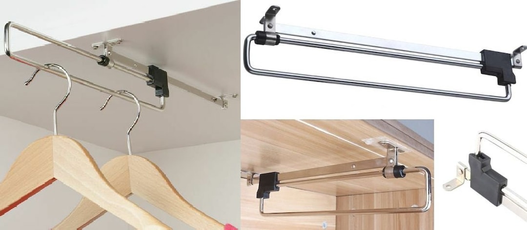 Pull Slide Out Retractable Wardrobe Clothes Hanging Rail Rack - Etsy UK