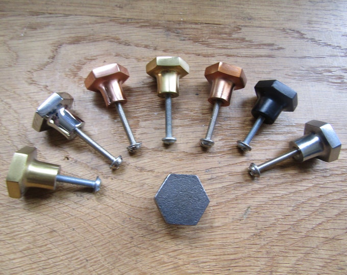 Rustic iron cabinet  knob HEXAGON vintage rustic cupboard cabinet knob drawer wardrobe kitchen furniture knobs pull handles