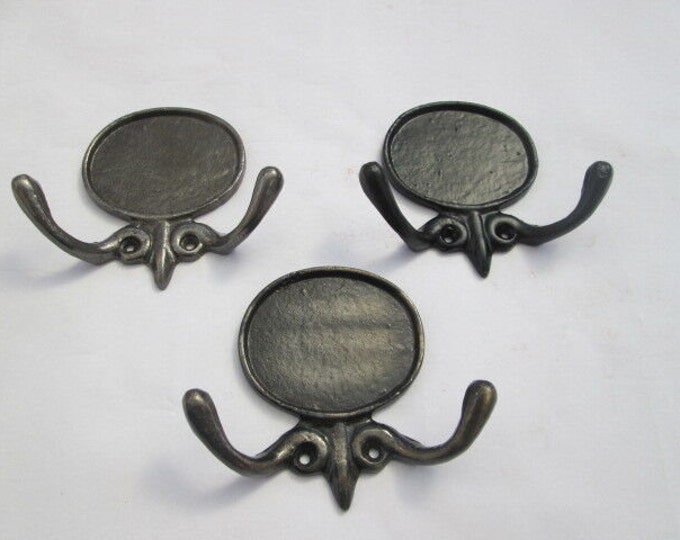 Rustic iron hooks PACK OF 5 or SINGLE  Bedroom Double robe hooks traditional retro vintage old victorian hooks Black antique/Antique iron
