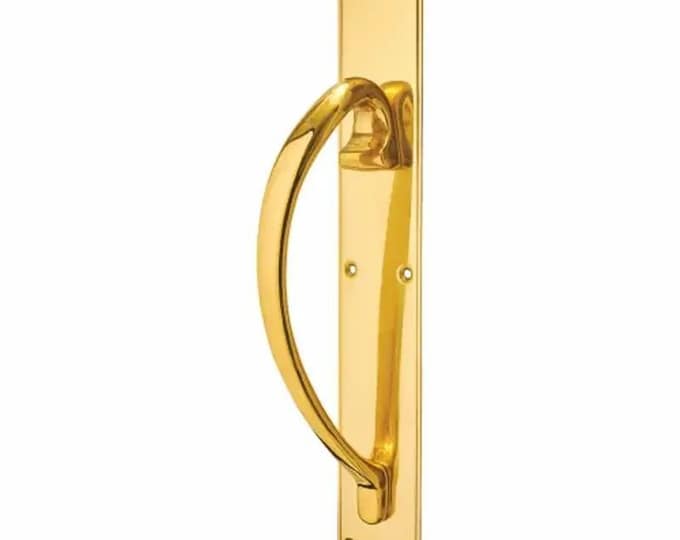 LH Large WINDSOR PULL Handle On Plate Solid brass Finger plate Ornate victorian Vintage pub café hotel traditional door handle Brass