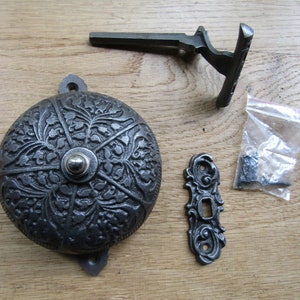 SINGLE STROKE MECHANICAL cast iron Door bell press system victorian vintage style rustic iron decorative ornate