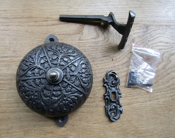 SINGLE STROKE MECHANICAL cast iron Door bell press system victorian vintage style rustic iron decorative ornate