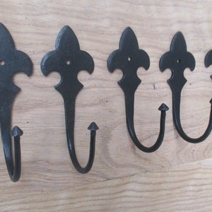 Rustic iron coat hook Handforged blacksmith traditional retro vintage old victorian hanging utility hooks Black wax