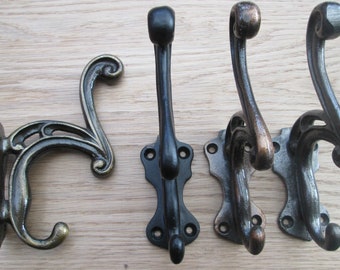 Rustic cast iron coat hooks decorative retro vintage old victorian hat & coat hooks Antique Iron/Black/antique brass/copper