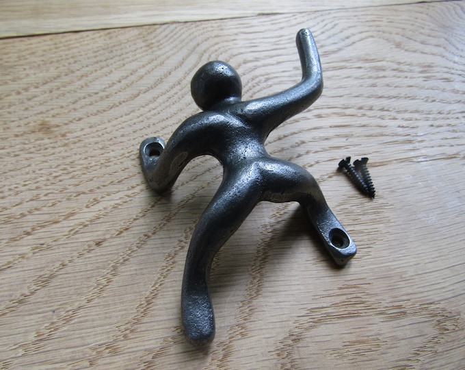 Cast iron rustic vintage wall hook peg coat hook key leash hanging hook CLIMBING MAN HOOK antique iron finish