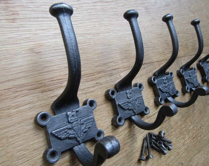 Pack of 5 PARACHUTE REGIMENT cast iron rustic traditional retro vintage old victorian hat & coat hooks Antique Iron