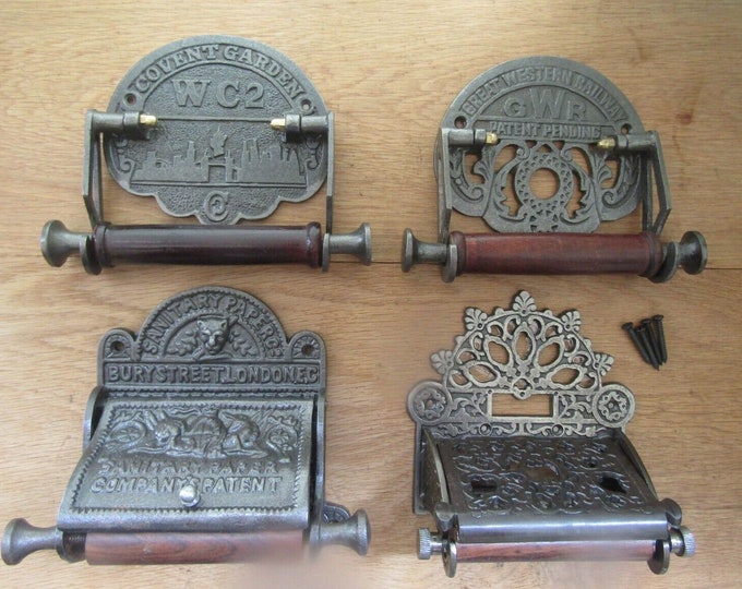 RUSTIC CAST IRON vintage decorative railway toilet roll holder wc loo Lavatory toilet roll holder