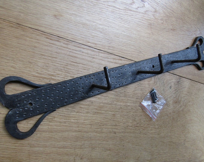 WILTSHIRE old English Hand forged Blacksmith wrought iron Country cottage vintage rustic Kitchen utensil pot pan hook rail rack holder