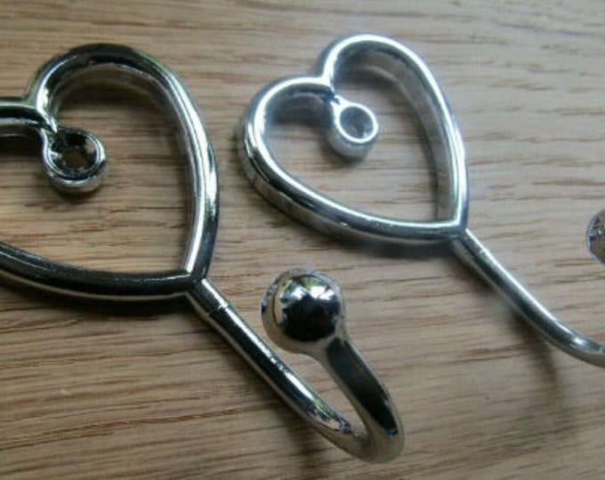 Pair Of LOVE HEART Curtain Valance Drape Tie Back Hooks Hold Backs Metal Tassel Hook CHROME