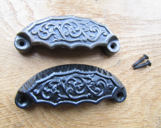 Rustic iron cup shell handle Retro victorian cupboard cabinet drawer wardrobe kitchen furniture shell cup pull handles