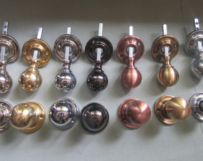 FORGED BRASS door knobs Round ball vintage Victorian rustic old English style door Mortice/ rim knobs door handles period country home