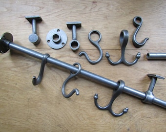 Industrial vintage Wardrobe Hanging Cast iron rustic Clothes Garment Tube rail /Cut To Size AVAILABLE