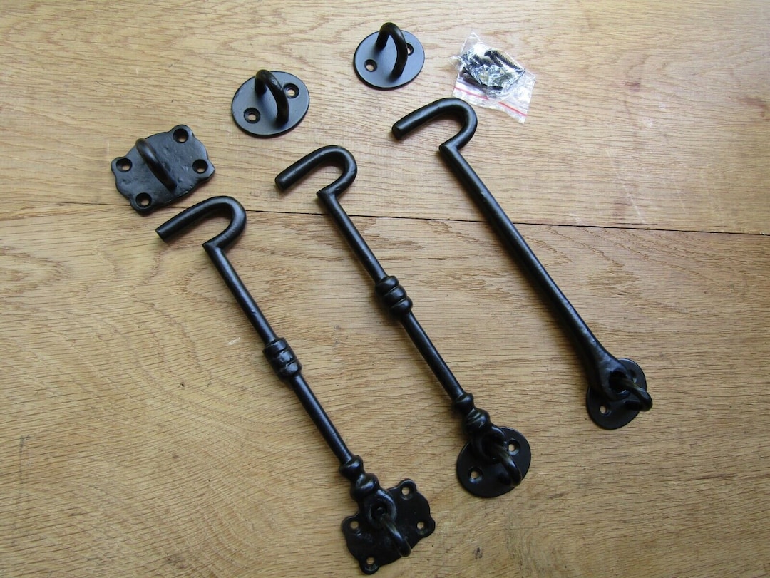 BLACK ANTIQUE Rustic Cast Iron Vintage Cabin Hook and Eye Door Etsy