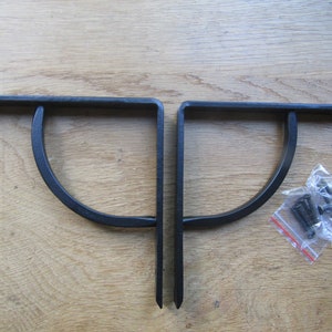 Pair of PLAIN SIMPLE FORGE Scaffold shelf brackets rustic iron  Industrial wall shelf support brackets Shelving bracket Black wax