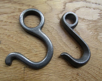 Pack of 3 Cast iron WARDROBE SLIDING HOOK industrial rustic vintage Slide Garment Clothes Rail Utility S hooks Antique iron