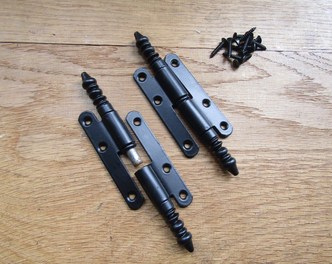 Pair of Rustic hinges EDWARDIAN FINIAL cast iron lift off hinge kitchen cabinet cupboard door hinge