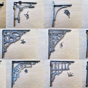 PAIR of CAST IRON Antique Iron shelf brackets Scaffold vintage old rustic wall shelf support brackets Shelving bracket