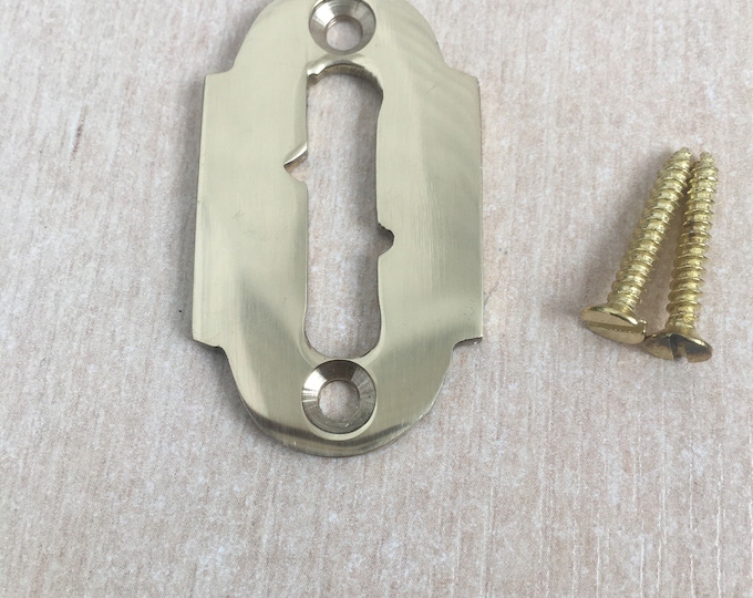 SOLID BRASS DAVENPORT lock key hole cover escutcheon old vintage lock keyhole cover