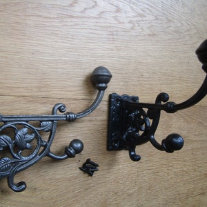 Cast iron Hat and coat hook Rustic Vintage Victorian retro old coat hanging hook peg hanger large BLACK /ANTIQUE IRON