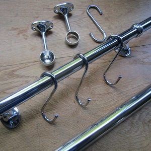 BUILD Your OWN CHROME Tie Scarf Belt Towel Hanging storage bar rail Kitchen pot pan rack sliding S hook Utensil hanger holder