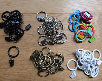 12 Pack Metal Curtain Pole Rod Voile Net Rings Hooks PINCER Clamps Hanger Clips Bulldog Hanging clips