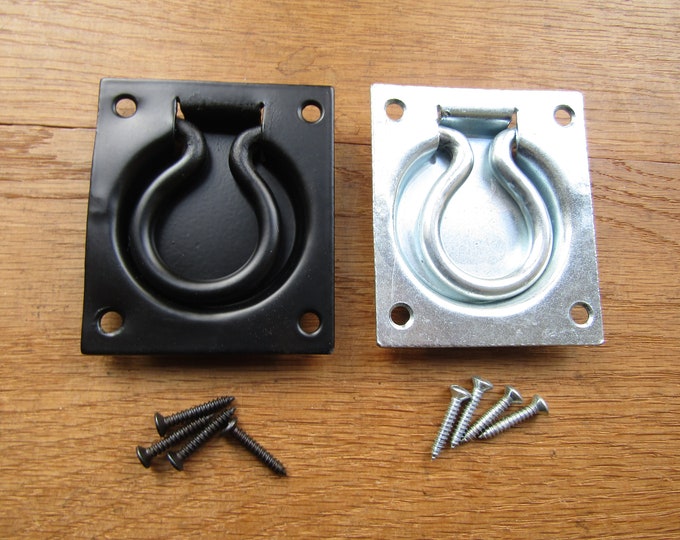 Cellar Flap Trap Door Ring Pull handle flush recessed handle Steel Black or zinc finish