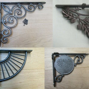 PAIR of CAST IRON Antique Iron shelf brackets Scaffold vintage old rustic wall shelf support brackets Shelving bracket