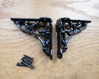 Coppia Di Staffe Per Mensole In Ghisa, Stile Gotico Vittoriano, 20 Cm