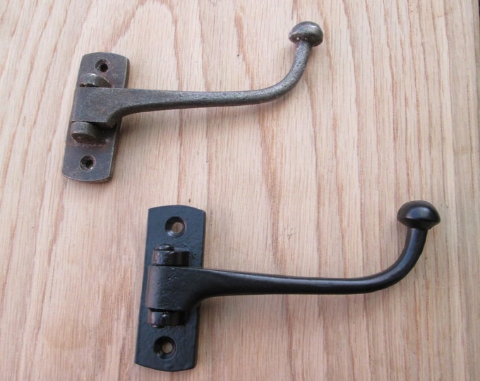 Rustic iron Swivel hooks PACK OF 5 or SINGLE  traditional retro vintage old victorian hat hooks Black antique/Antique iron