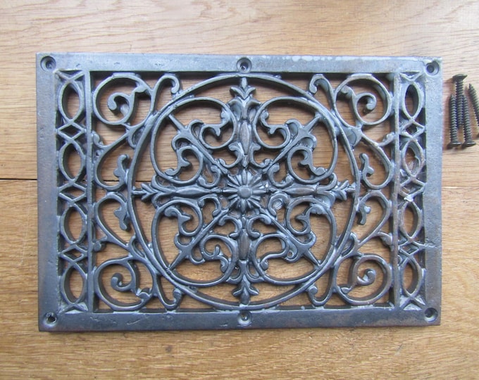 Rustic vintage old cast iron antique style Ventilation Grille Wall Air Vent repair plate cover Ornate decorative period home