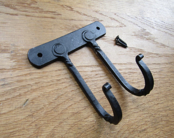 Rustic iron kitchen hooks old English Hand forged Blacksmith Country cottage vintage rustic Kitchen utensil pot pan hook rail rack holder