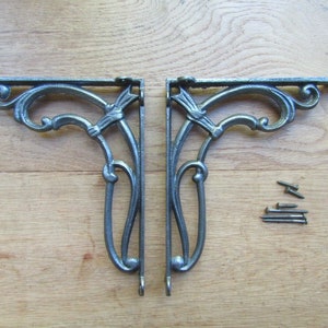 PAIR of SALISBURY cast iron Scaffold vintage old rustic wall shelf support brackets Shelving bracket