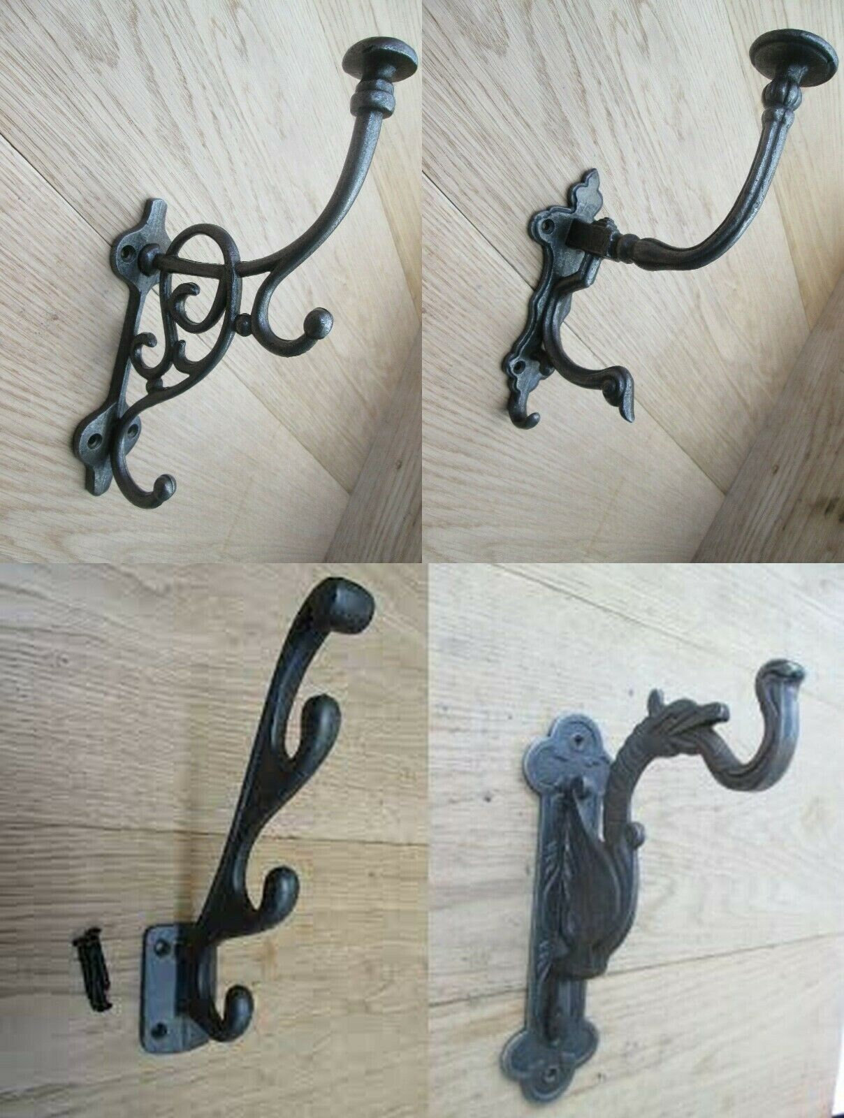 Cast Iron Rustic Vintage Victorian Retro Old Coat Hanging Hook Peg Hanger  Large ANTIQUE IRON 