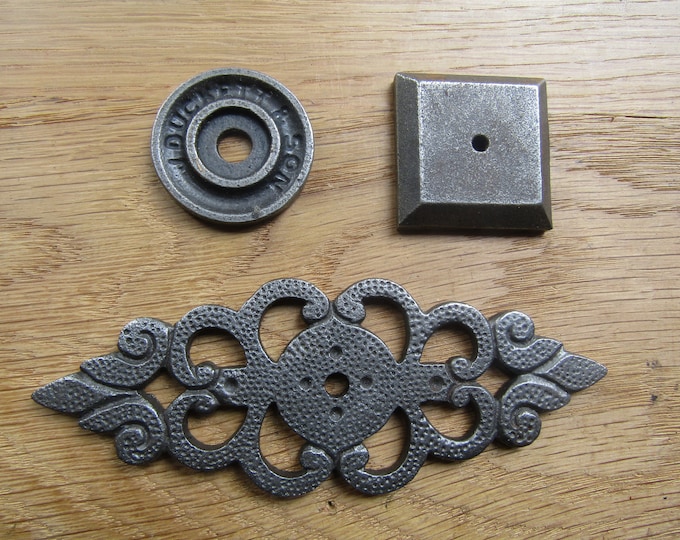 SPARE REPLACEMENT cast iron backing plate rose cabinet knobs rustic vintage industrial victorian backplate Antique iron