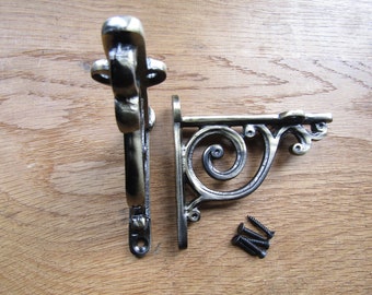 Rustic iron shelf support brackets Shelving bracket  cast iron Scaffold vintage old rustic decorative wall brackets SMALL 4" PAIR