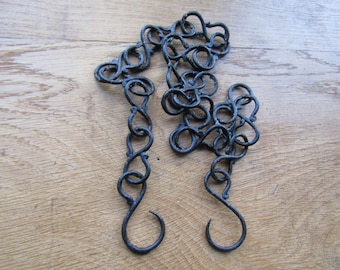 Rustic hanging Chain welded Old Vintage Style Ceiling Airer pot pan rack hanging chain Chandelier Hanging Chain Hooks black wax finish