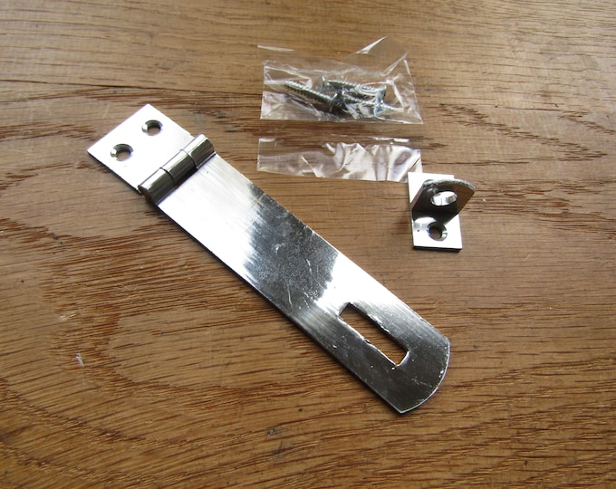 Small chrome hasp & staple rustic vintage old style Safety Hasp and Staple Latch Lock Blanket Box Trunk Chest cabinet lock solid brass