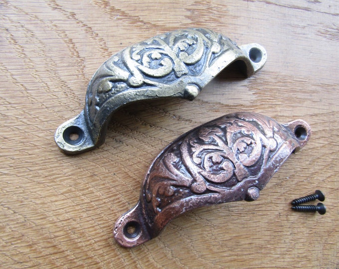 Rustic iron cup shell handle Retro victorian cupboard cabinet drawer wardrobe kitchen furniture shell cup pull handles