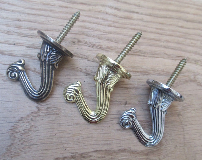 Ornate ceiling screw in hook vintage retro hanging swag plant hook hanger peg in Antique brass/brass chrome